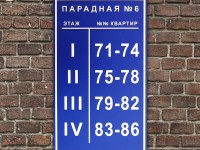 Табличка для подъезда, с номерами квартир, 300х150х5мм