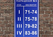 Табличка для подъезда, с номерами квартир, 300х150х5мм