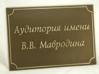 Памятная латунная табличка «Аудитория имени В.В. Мавродина»