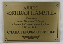 Памятная мемориальная табличка из латуни 400х300мм. Гравировка, патинирование