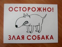 Табличка “Осторожно, злая собака”, 300х210мм