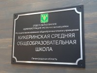 Табличка из металла, рельефная, для организации с гербом. 450×350×6мм